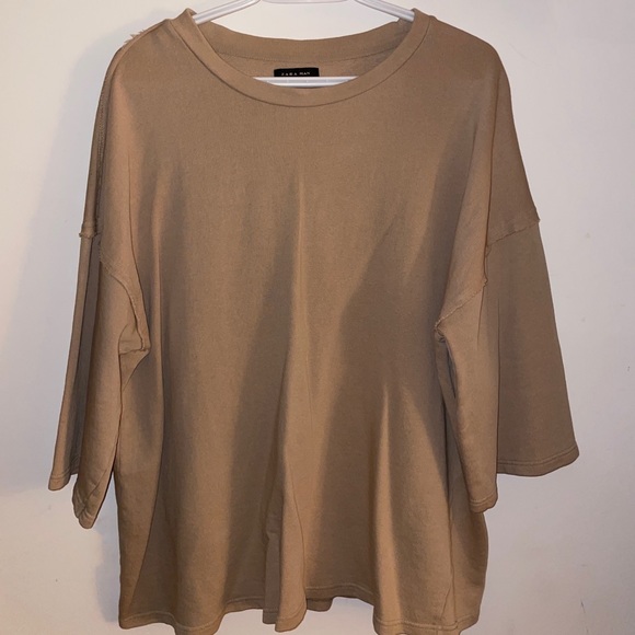 ZARA Streetwise (YEEZY)  Oversized Tan T-Shirt - Picture 1 of 5